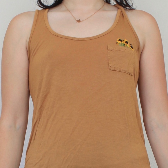 Hand-Embroidered Mustard Tank - Picture 5 of 6